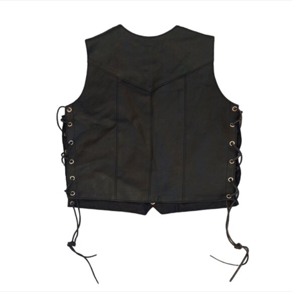 Paragon Leather & Sports Limited Women's Black Genuine Leather Vest Slze Large - Picture 3 of 12